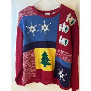 Bobbie brooks Christmas Sweater‎ xl 16/18 red 3D Decor rn#99324
